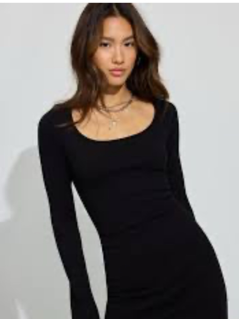 H&M Minimalist Black Long Sleeve Jersey Midi Dress XS EUC Summer Vacay
